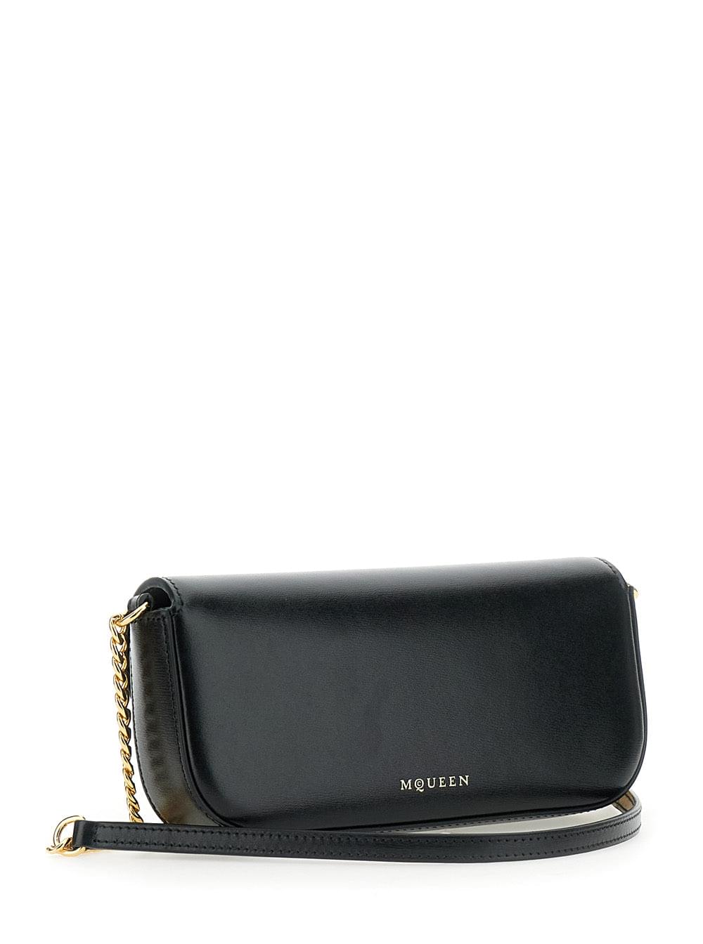 Alexander Mcqueen Women 'Skull Flower' Black Crossbody Bag With Chain-Link Shoulder Strap And Logo Plaque On The Front In Leather Woman - Maven Couture IncHandbags / Cross Body Bags