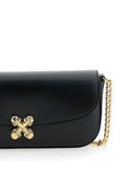 Alexander Mcqueen Women 'Skull Flower' Black Crossbody Bag With Chain-Link Shoulder Strap And Logo Plaque On The Front In Leather Woman - Maven Couture IncHandbags / Cross Body Bags