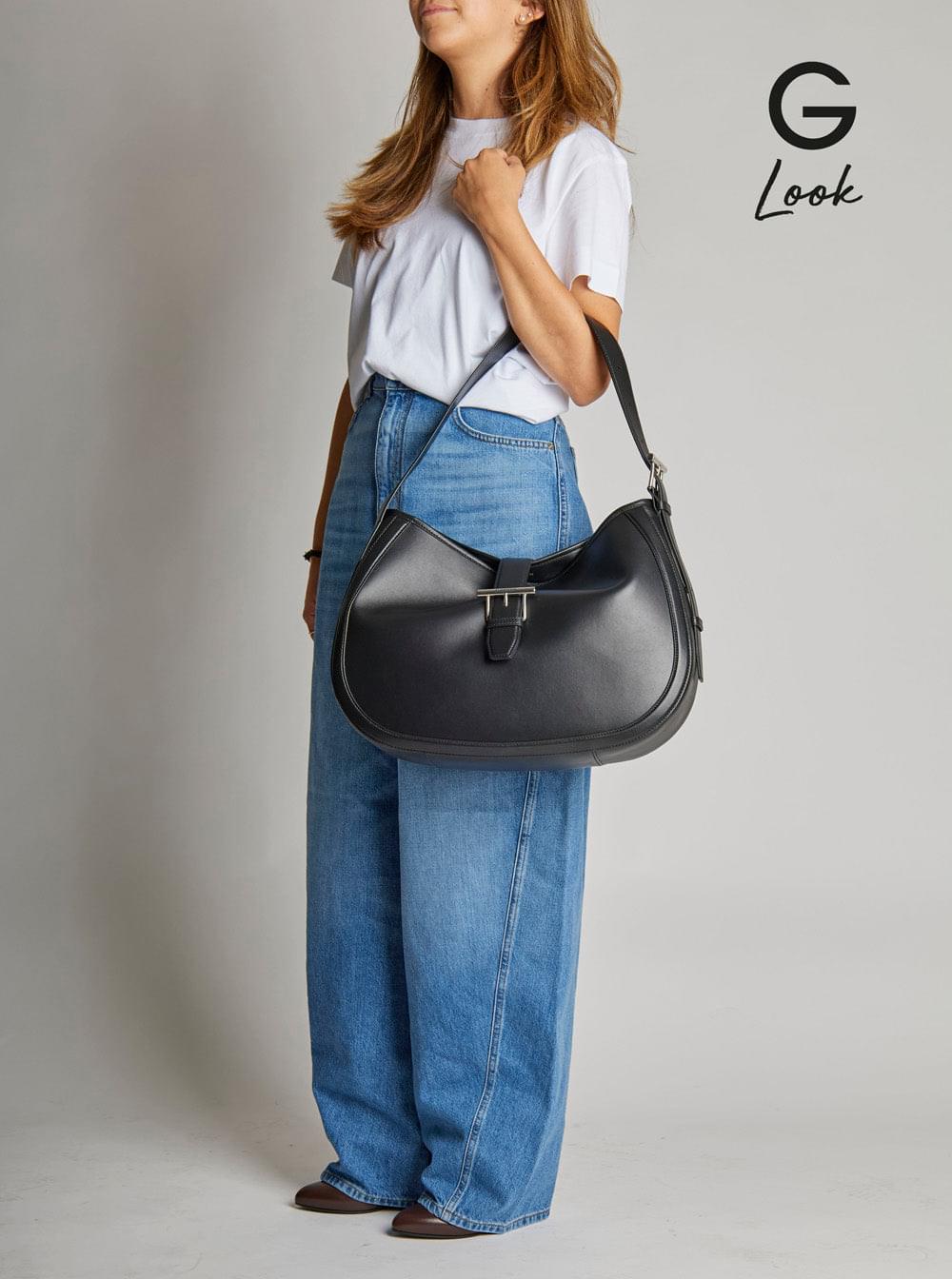 Alexander Mcqueen Women Black Shoulder Bag With Adjustable Shoulder Strap And T Buckle Closure On The Front In Leather Woman - Maven Couture IncHandbags / Cross Body Bags