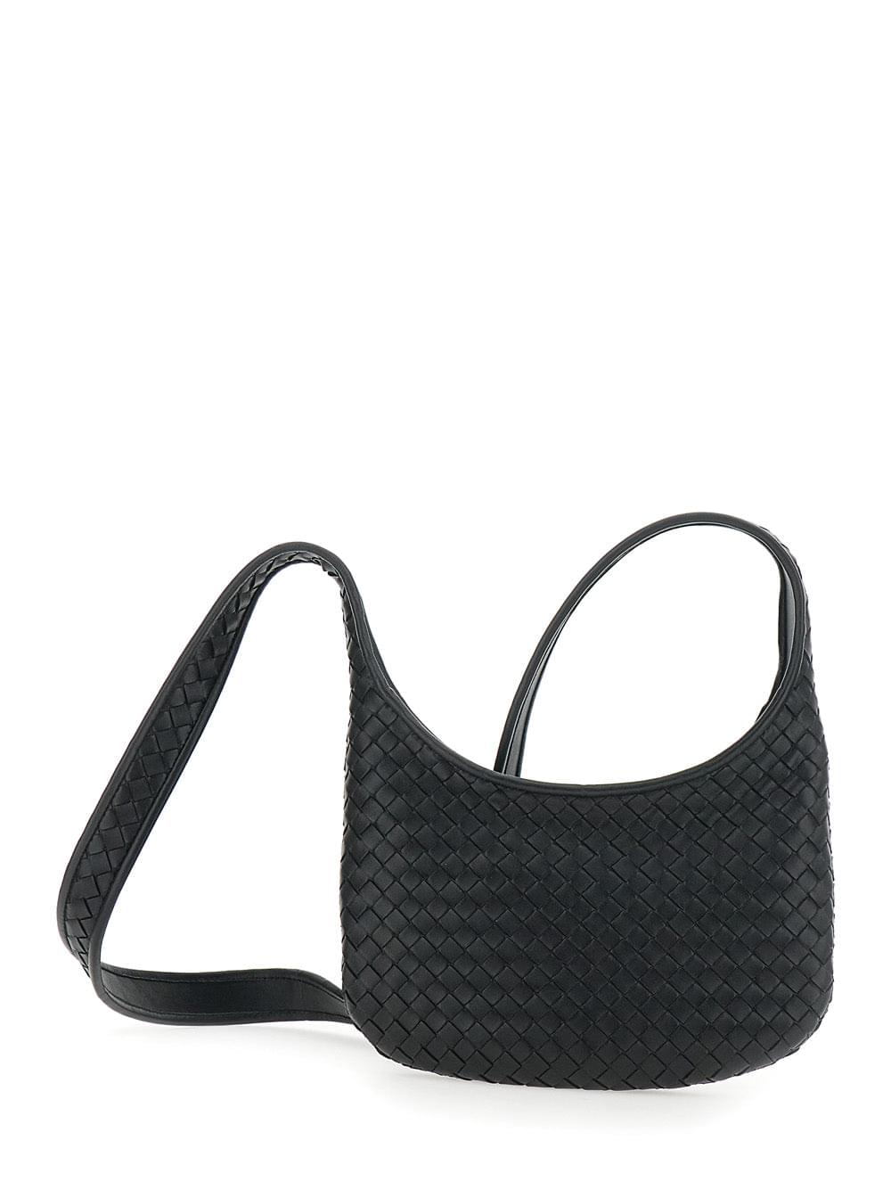 Bottega Veneta Men 'Veneto' Black Shoulder Bag With Fixed Shoulder Strap And All-Over Intrecciato Motif In Leather Man - Maven Couture IncHandbags / Cross Body Bags