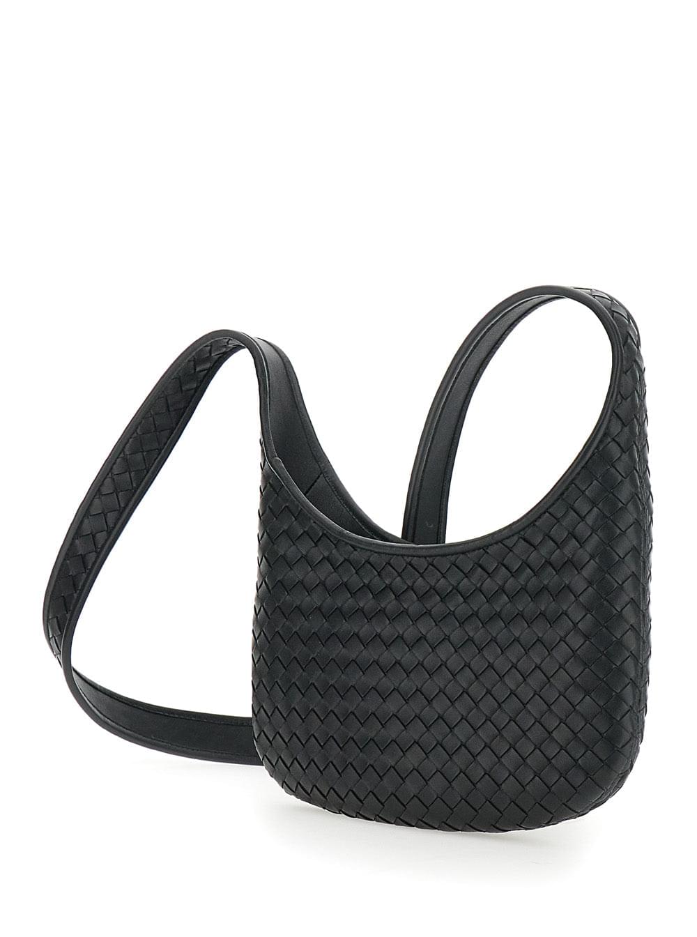 Bottega Veneta Men 'Veneto' Black Shoulder Bag With Fixed Shoulder Strap And All-Over Intrecciato Motif In Leather Man - Maven Couture IncHandbags / Cross Body Bags