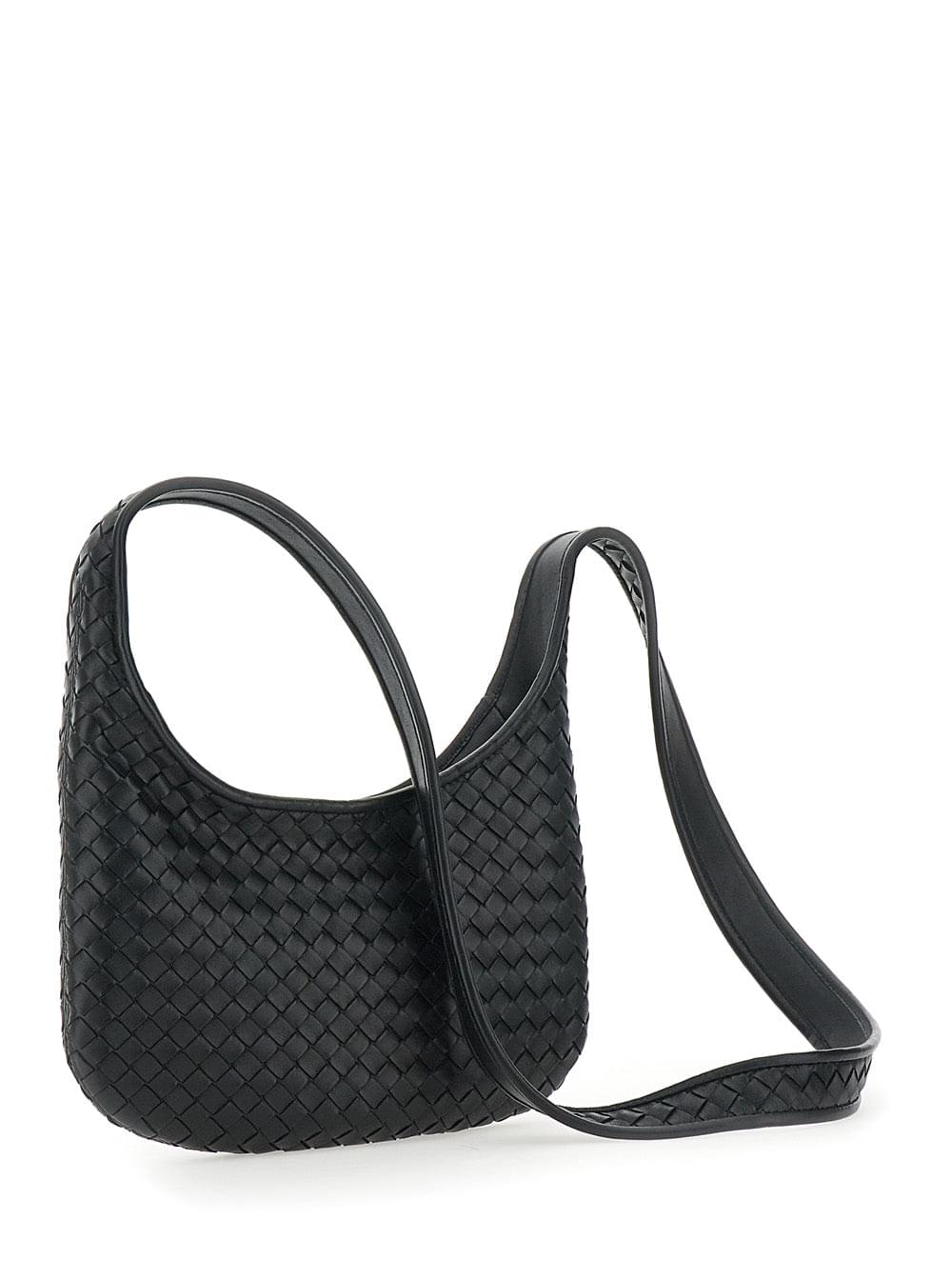 Bottega Veneta Men 'Veneto' Black Shoulder Bag With Fixed Shoulder Strap And All-Over Intrecciato Motif In Leather Man - Maven Couture IncHandbags / Cross Body Bags