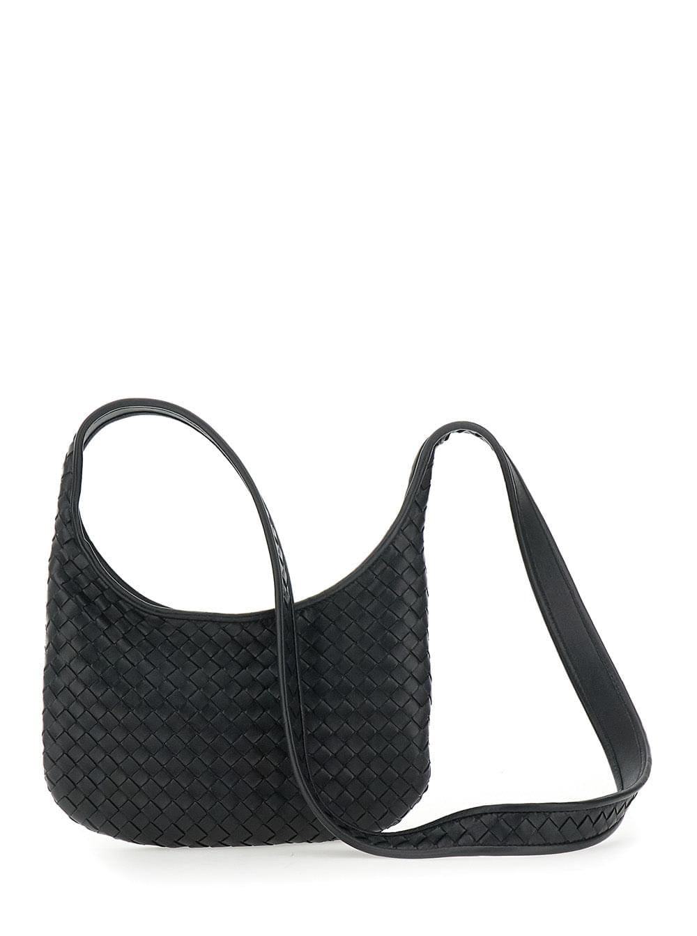 Bottega Veneta Men 'Veneto' Black Shoulder Bag With Fixed Shoulder Strap And All-Over Intrecciato Motif In Leather Man - Maven Couture IncHandbags / Cross Body Bags