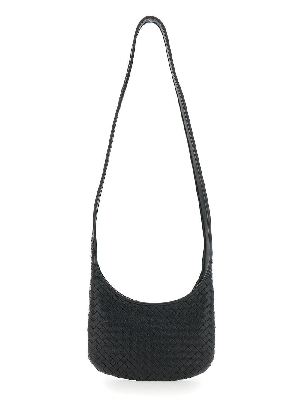 Bottega Veneta Men 'Veneto' Black Shoulder Bag With Fixed Shoulder Strap And All-Over Intrecciato Motif In Leather Man - Maven Couture IncHandbags / Cross Body Bags