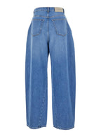 Givenchy Women Blue Jeans With Logo Patch On The Rear And Wide Leg In Denim Woman - Maven Couture IncBottoms / Pants