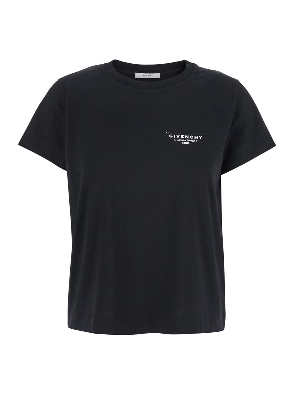 Givenchy Women Black Crewneck T-Shirt With Logo Lettering On Front And Rear In Cotton Woman - Maven Couture IncTops / Tee Shirts