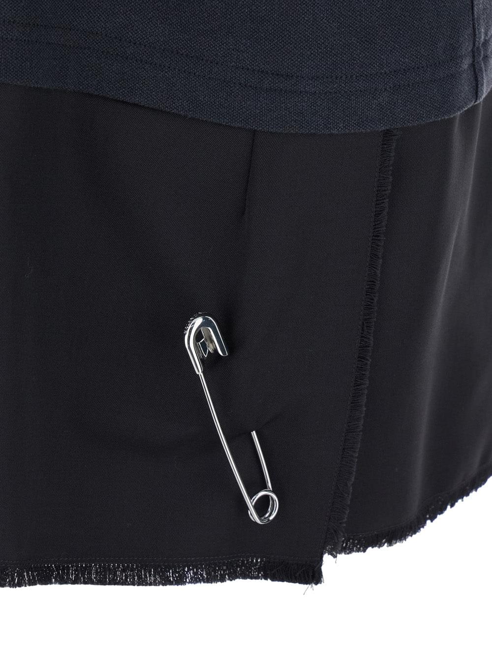 Balenciaga Women Black Layered Dress With Polo Shirt Style Collar And Safety Pin Detail In Cotton Woman - Maven Couture IncDresses / Cocktail Dresses