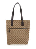 Gucci Men Beige Tote Bag With Two Top Leather Handles And Front Zip Pocket In Gg Canvas Man - Maven Couture IncHandbags / Totes