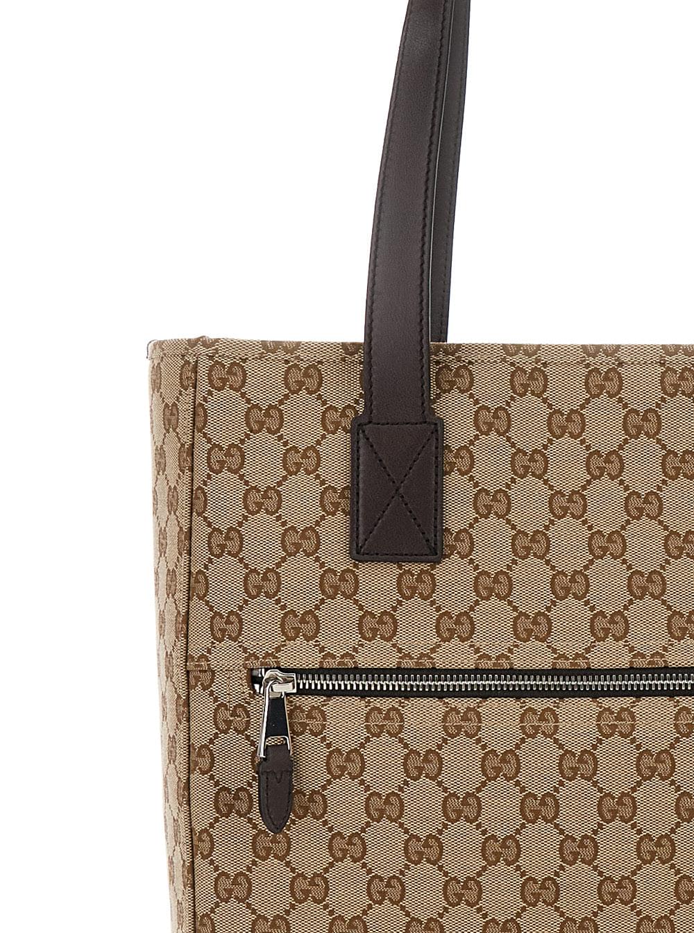 Gucci Men Beige Tote Bag With Two Top Leather Handles And Front Zip Pocket In Gg Canvas Man - Maven Couture IncHandbags / Totes