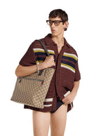 Gucci Men Beige Tote Bag With Two Top Leather Handles And Front Zip Pocket In Gg Canvas Man - Maven Couture IncHandbags / Totes