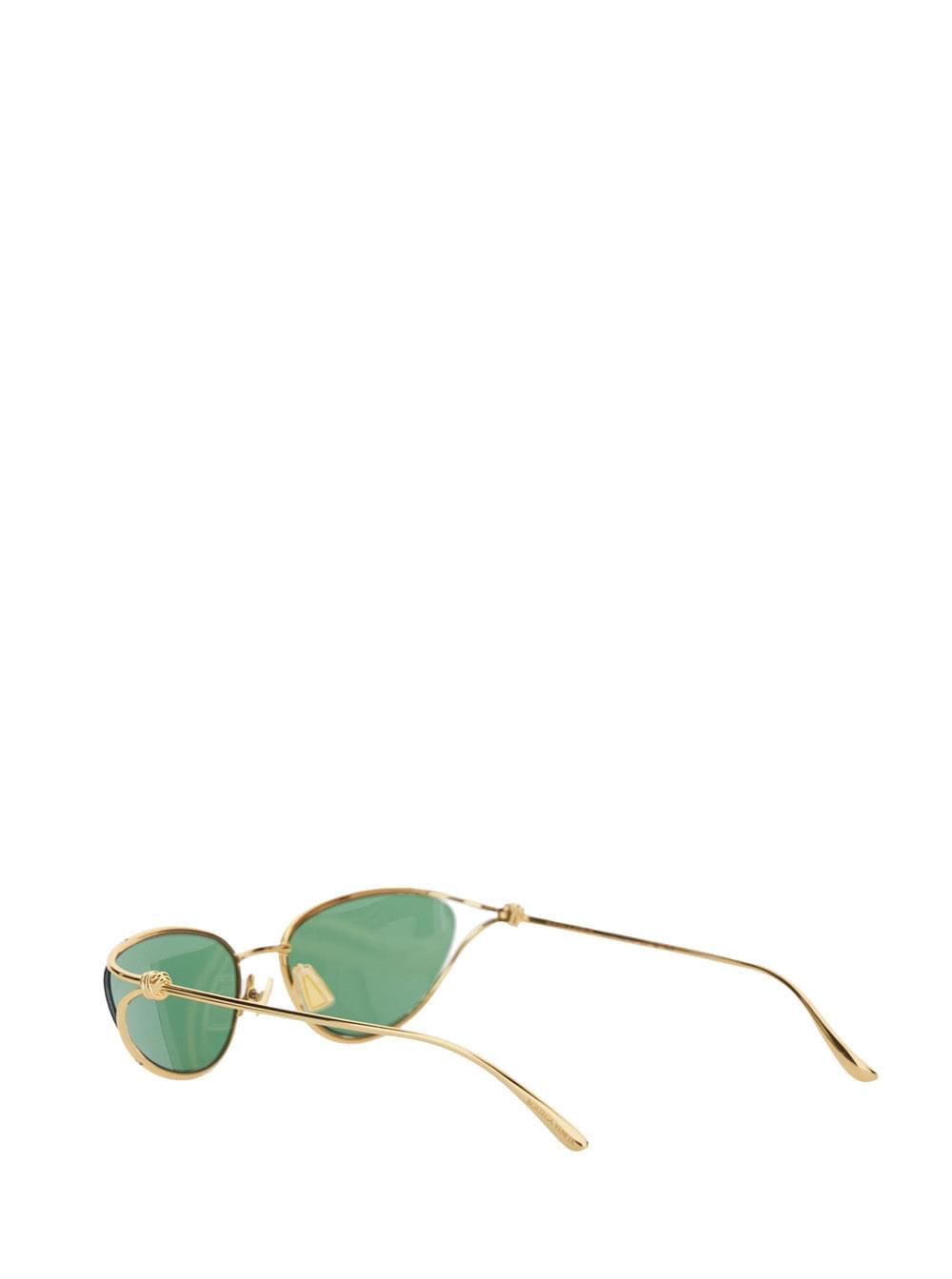 Bottega Veneta Women Green Sunglasses With Cat-Eye Design And Knot Detail On The Temples In Metal Woman - Maven Couture IncAccessories / Sunglasses