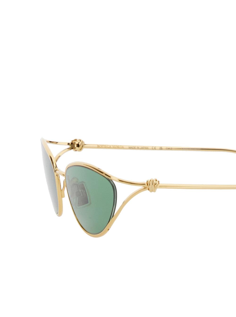 Bottega Veneta Women Green Sunglasses With Cat-Eye Design And Knot Detail On The Temples In Metal Woman - Maven Couture IncAccessories / Sunglasses