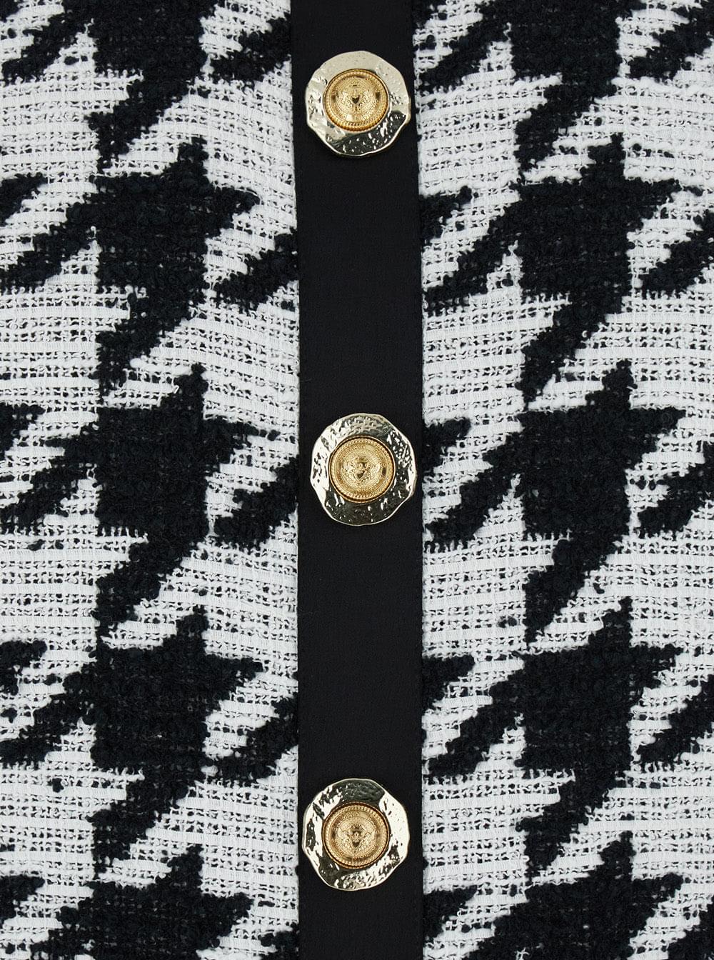 Balmain Women Black And White Halterneck Mini Dress With Houndstooth Motif In Tweed And Satin Woman - Maven Couture IncDresses / Cocktail Dresses