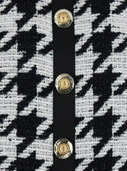Balmain Women Black And White Halterneck Mini Dress With Houndstooth Motif In Tweed And Satin Woman - Maven Couture IncDresses / Cocktail Dresses