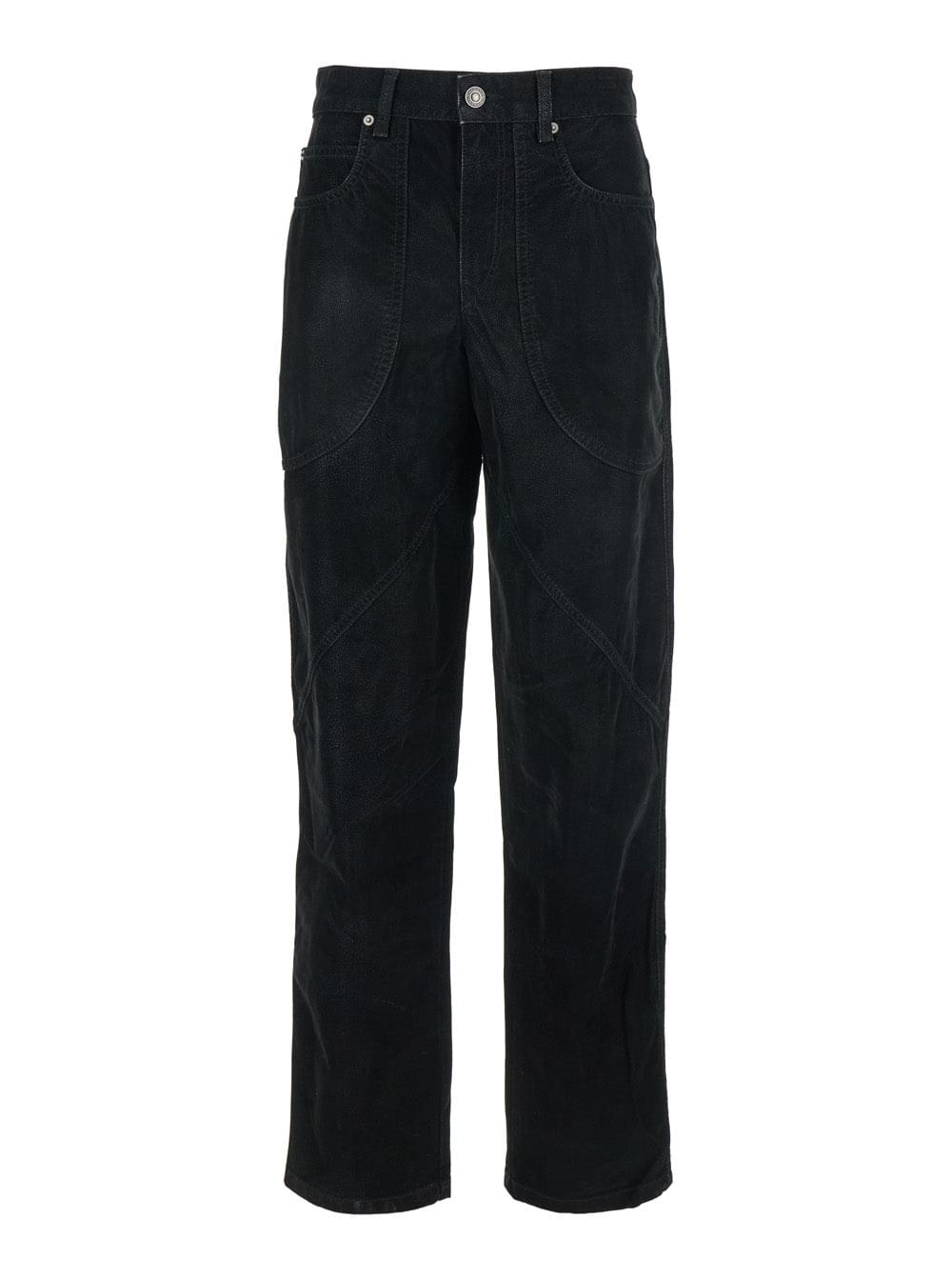 Isabel Marant Etoile Women 'Kelvina' Black Jeans With Logo Patch On The Rear And Tapered Leg In Denim Woman - Maven Couture IncBottoms / Pants