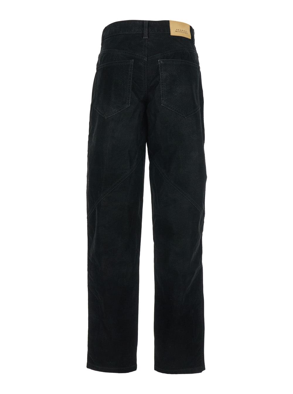 Isabel Marant Etoile Women 'Kelvina' Black Jeans With Logo Patch On The Rear And Tapered Leg In Denim Woman - Maven Couture IncBottoms / Pants
