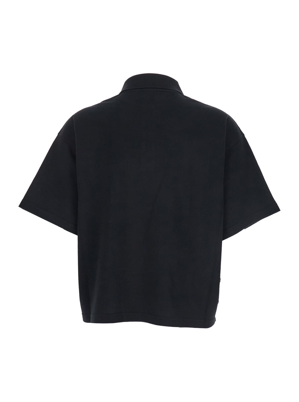 Saint Laurent Women Black Oversize Polo Shirt With Classic Collar And Tonal Logo Embroidery On The Front In Cotton Piquet Woman - Maven Couture IncTops / Tee Shirts