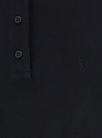 Saint Laurent Women Black Oversize Polo Shirt With Classic Collar And Tonal Logo Embroidery On The Front In Cotton Piquet Woman - Maven Couture IncTops / Tee Shirts