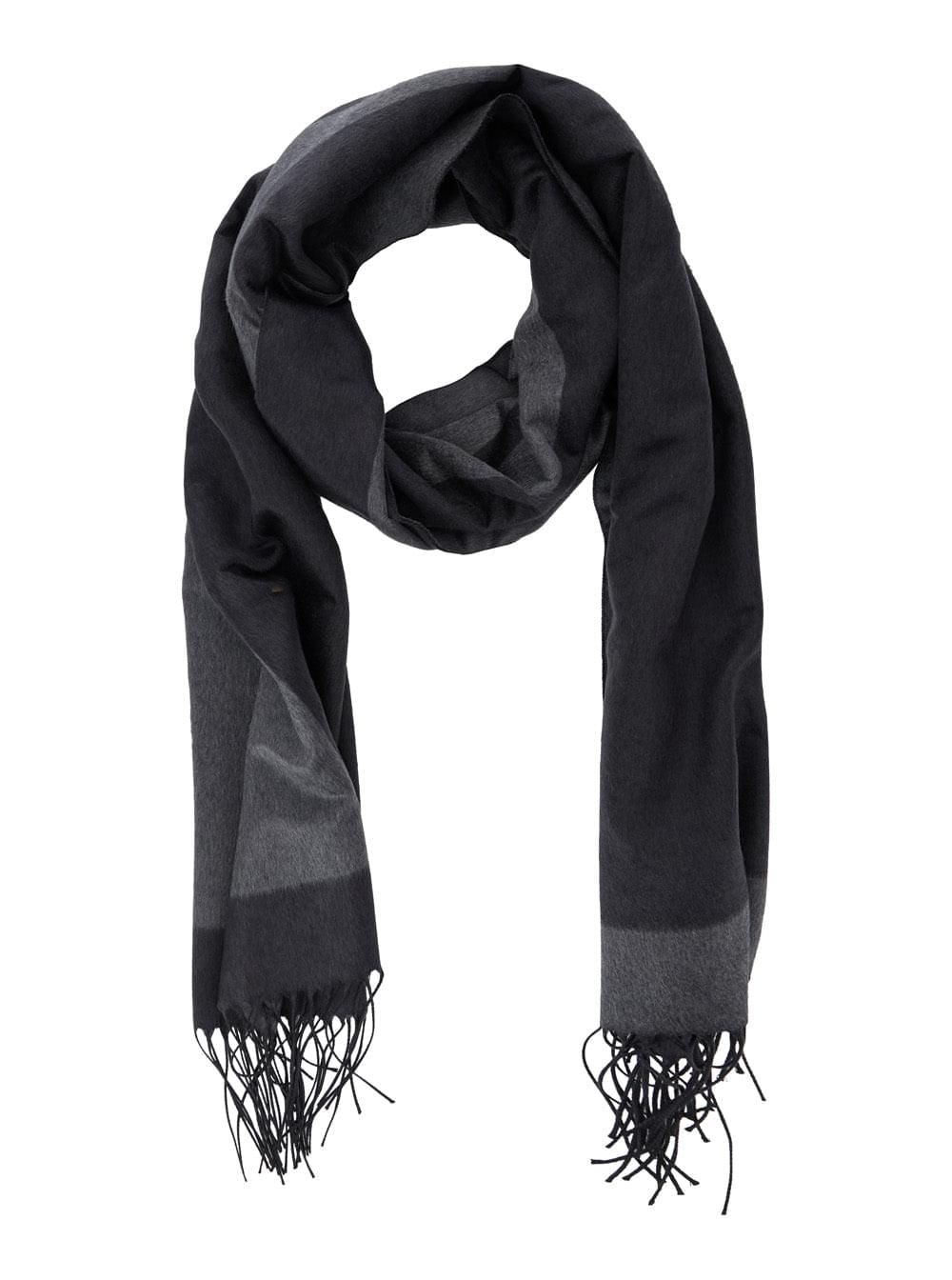 Saint Laurent Women Grey Scarf With Maxi Logo Lettering And Fringed Hem In Silk Woman - Maven Couture IncAccessories / Miscellaneous