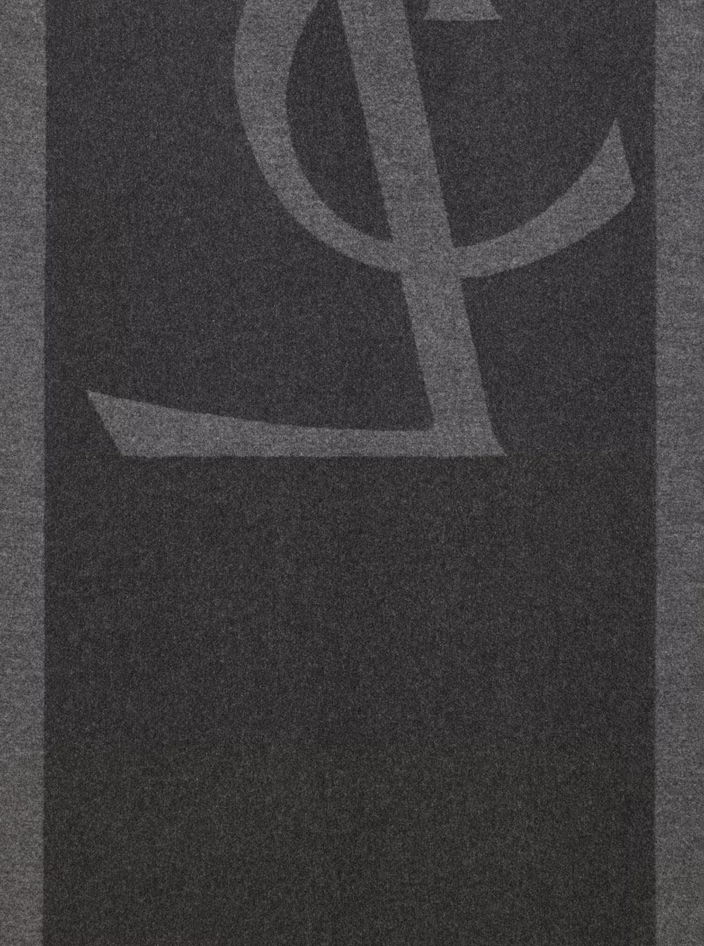 Saint Laurent Women Grey Scarf With Maxi Logo Lettering And Fringed Hem In Silk Woman - Maven Couture IncAccessories / Miscellaneous