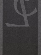 Saint Laurent Women Grey Scarf With Maxi Logo Lettering And Fringed Hem In Silk Woman - Maven Couture IncAccessories / Miscellaneous