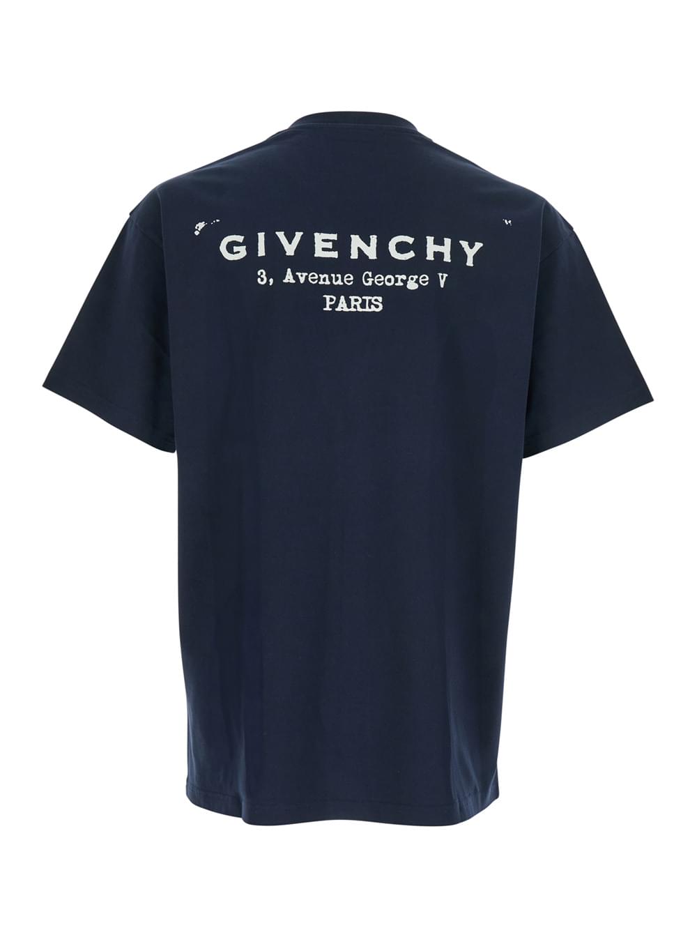 Givenchy Men Blue T-Shirt With Logo On The Front In Cotton Man - Maven Couture IncTops / Tee Shirts
