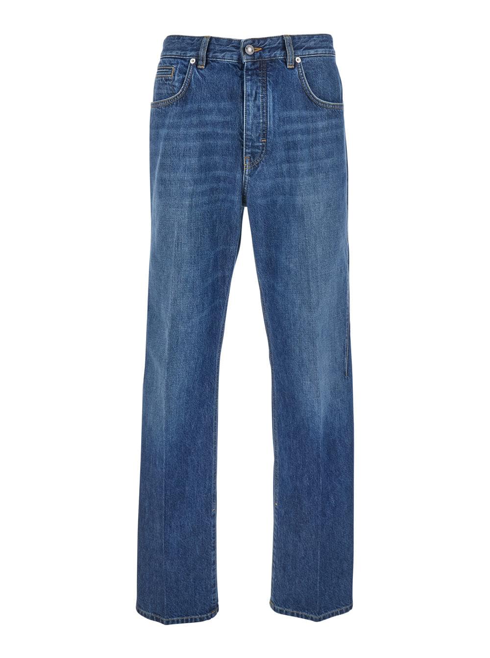 Givenchy Men Blue Five-Pocket Jeans With Logo Patch On The Back In Denim Man - Maven Couture IncBottoms / Pants