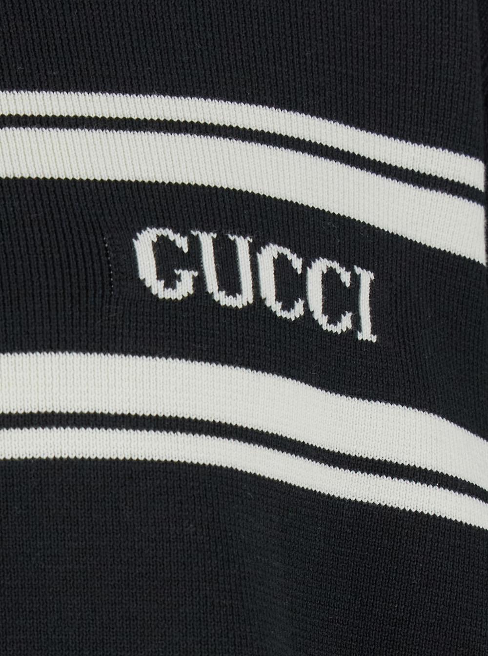 Gucci Men Black Sweater With Logo Lettering On The Front In Wool Man - Maven Couture IncTops / Tee Shirts