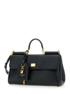 Dolce & Gabbana Women 'My Sicily' Black Medium Handbag With Lock Detail And Adjustable Removable Leather Shoulder Strap For Women - Maven Couture IncHandbags / Shoulder Bags