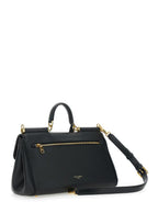 Dolce & Gabbana Women 'My Sicily' Black Medium Handbag With Lock Detail And Adjustable Removable Leather Shoulder Strap For Women - Maven Couture IncHandbags / Shoulder Bags