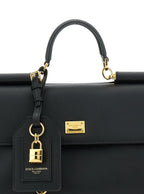 Dolce & Gabbana Women 'My Sicily' Black Medium Handbag With Lock Detail And Adjustable Removable Leather Shoulder Strap For Women - Maven Couture IncHandbags / Shoulder Bags