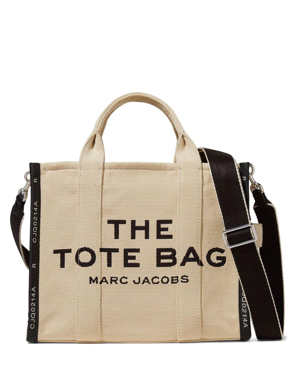 Marc Jacobs Women Handbag 'Medium Tote' With Contrasting Embroidered Logo In Ecoleather And Polyester Beige Women - Maven Couture IncHandbags / Shoulder Bags