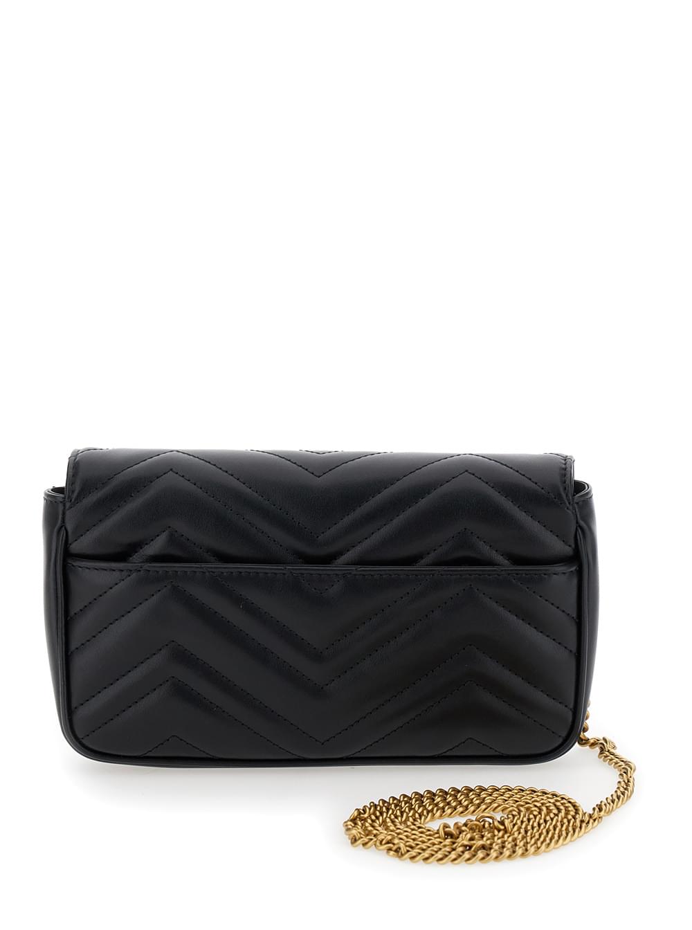 Gucci Women Mini Crossbody Bag 'Gg Marmont 2.0' With Double G In Black Chevron Leather For Women - Maven Couture IncHandbags / Cross Body Bags