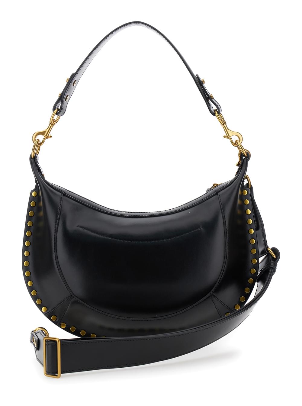 Isabel Marant Women Shoulder Bag 'Naoko' With Removable Strap And Logo Lettering Embossed On The Front In Black Leather For Women - Maven Couture IncHandbags / Cross Body Bags