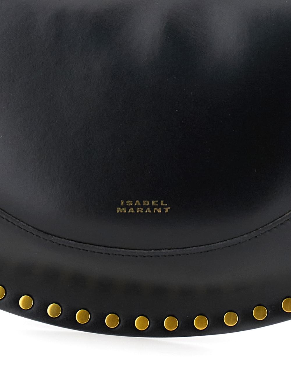 Isabel Marant Women Shoulder Bag 'Naoko' With Removable Strap And Logo Lettering Embossed On The Front In Black Leather For Women - Maven Couture IncHandbags / Cross Body Bags