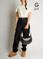 Isabel Marant Women Shoulder Bag 'Naoko' With Removable Strap And Logo Lettering Embossed On The Front In Black Leather For Women - Maven Couture IncHandbags / Cross Body Bags