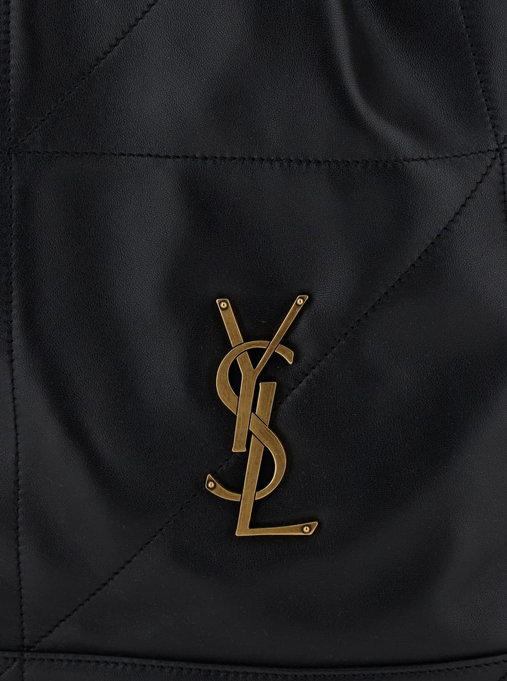 Saint Laurent Women Crossbody Bag 'Jamie' With Two Top Handles With Chain And Cassandre Plate On The Front In Black Leather For Women - Maven Couture IncHandbags / Cross Body Bags