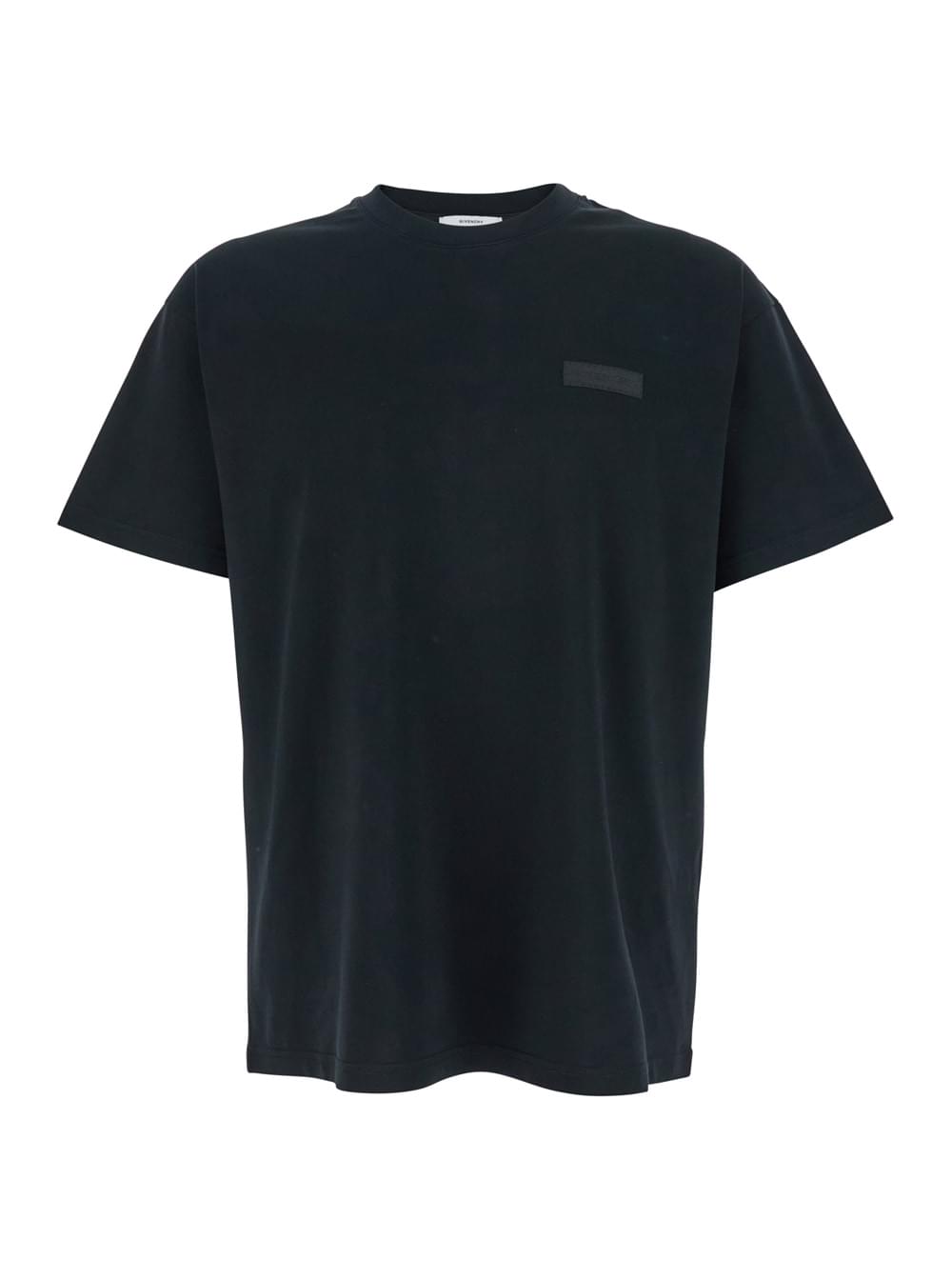 Givenchy Men Black T-Shirt With Logo Patch On The Front In Cotton For Men - Maven Couture IncTops / Tee Shirts