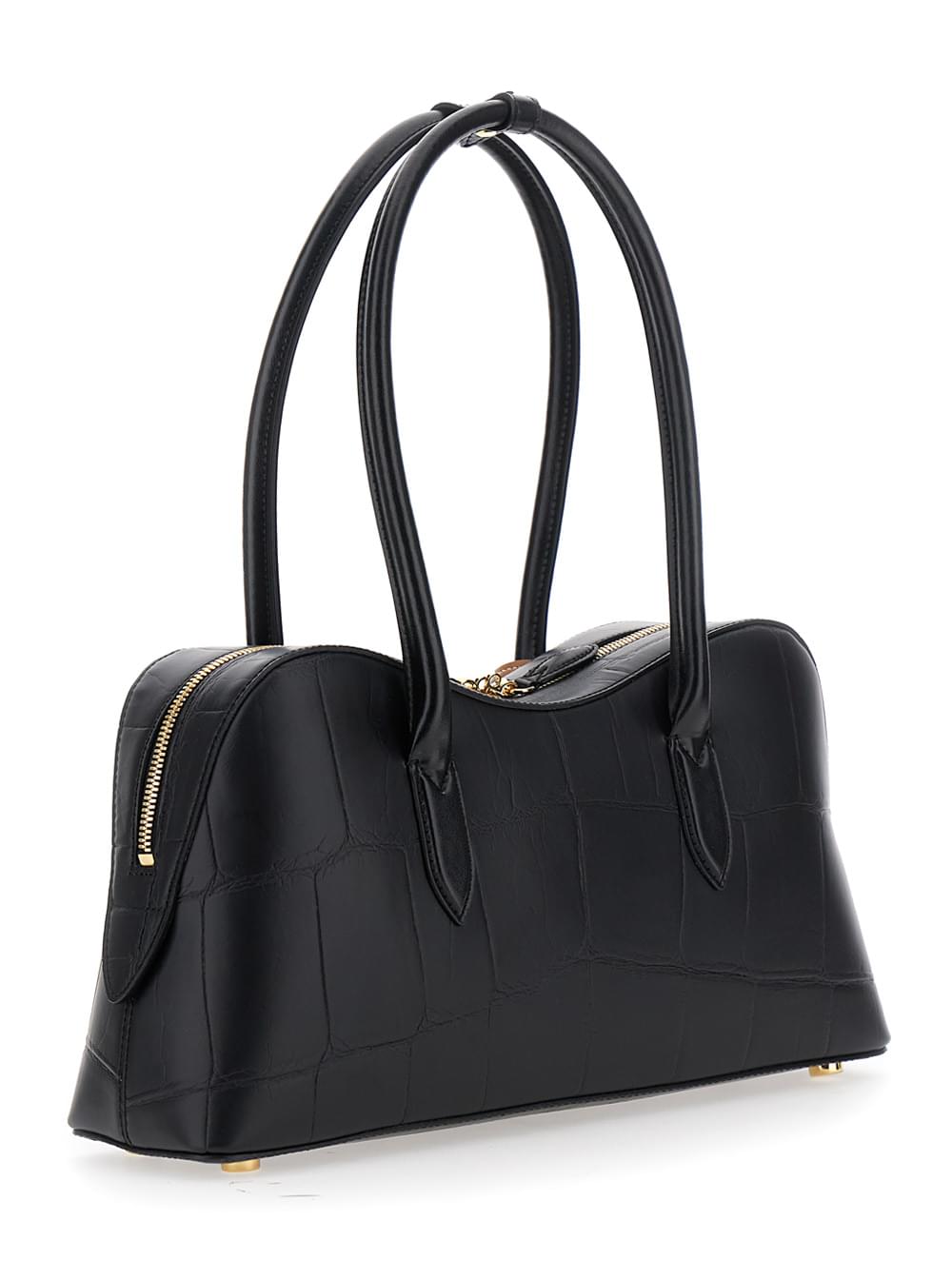 Stella Mccartney Women Medium 'Ryder' Handbag With Lock Detail On Front In Ecoleather Black For Women - Maven Couture IncHandbags / Shoulder Bags