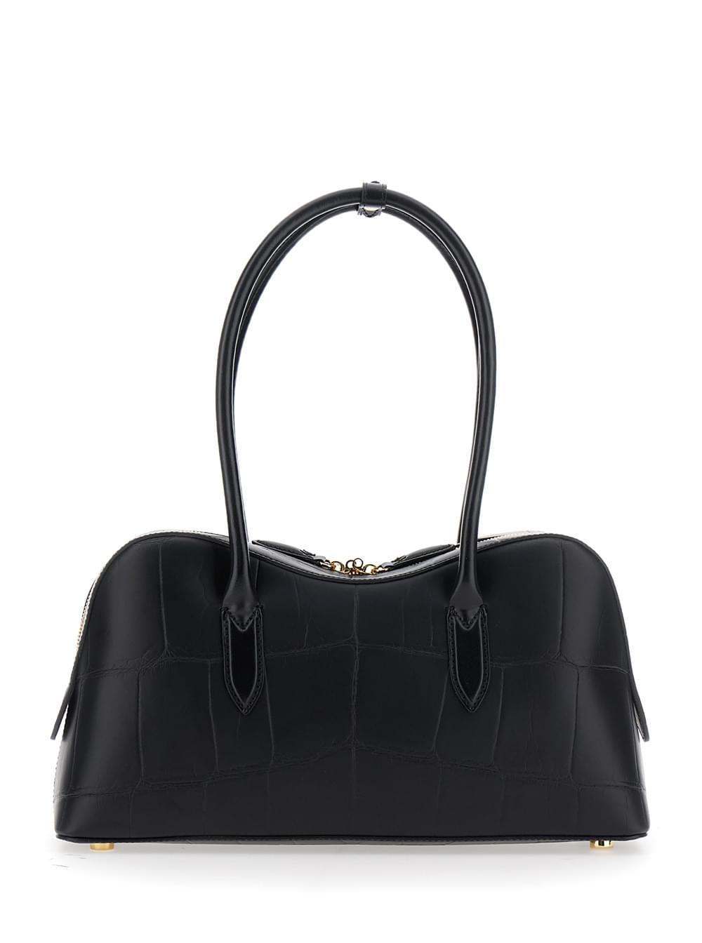 Stella Mccartney Women Medium 'Ryder' Handbag With Lock Detail On Front In Ecoleather Black For Women - Maven Couture IncHandbags / Shoulder Bags