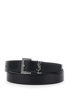 Saint Laurent Women Belt With Cassandre Plate On The Front And Square Buckle In Black Leather For Women - Maven Couture IncAccessories / Belts