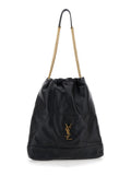 Saint Laurent Women Crossbody Bag 'Jamie' With Two Top Handles With Chain And Cassandre Plate On The Front In Black Leather For Women - Maven Couture IncHandbags / Cross Body Bags