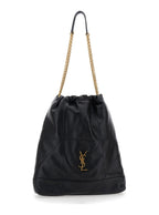 Saint Laurent Women Crossbody Bag 'Jamie' With Two Top Handles With Chain And Cassandre Plate On The Front In Black Leather For Women - Maven Couture IncHandbags / Cross Body Bags