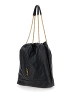 Saint Laurent Women Crossbody Bag 'Jamie' With Two Top Handles With Chain And Cassandre Plate On The Front In Black Leather For Women - Maven Couture IncHandbags / Cross Body Bags