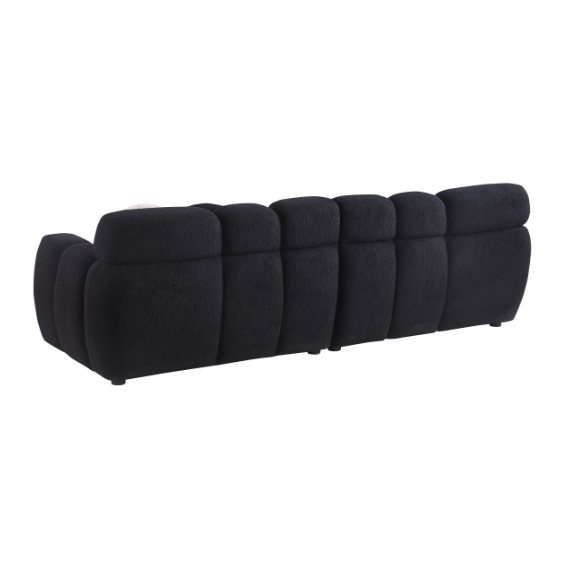 Elegant black boucle sofa for timeless designer living spaces