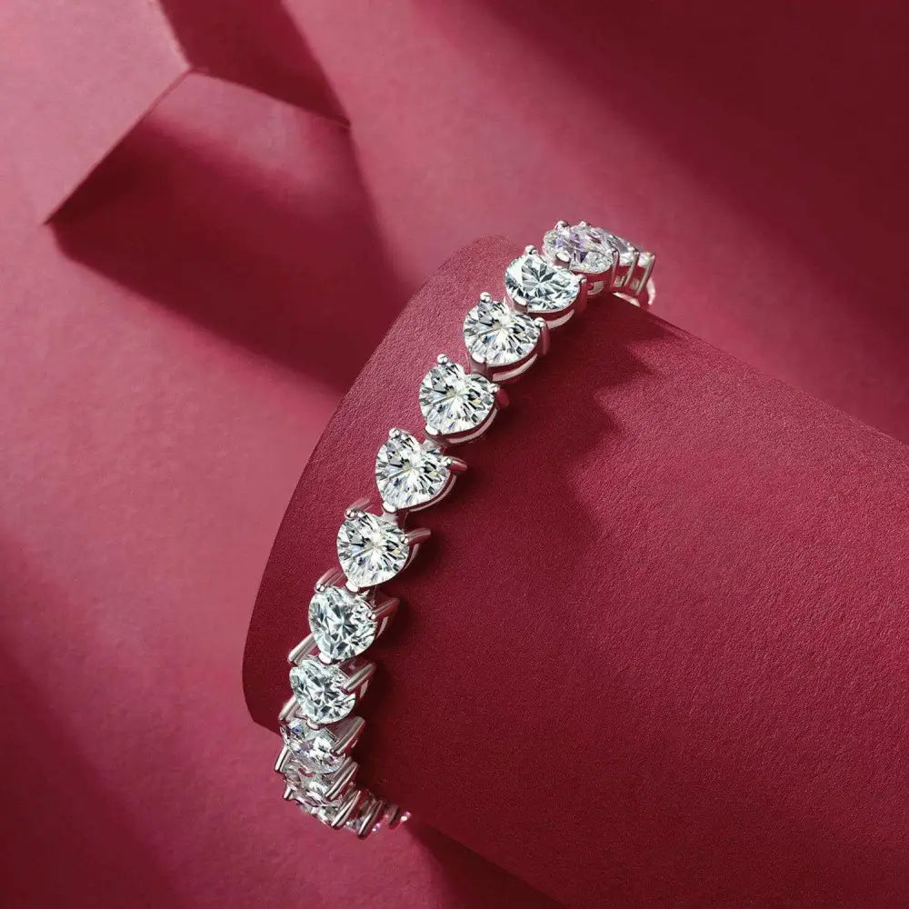 Elegant 24 carat moissanite heart bracelet in luxury fashion for women $599 1-piece this exquisite moissanite jewelry,