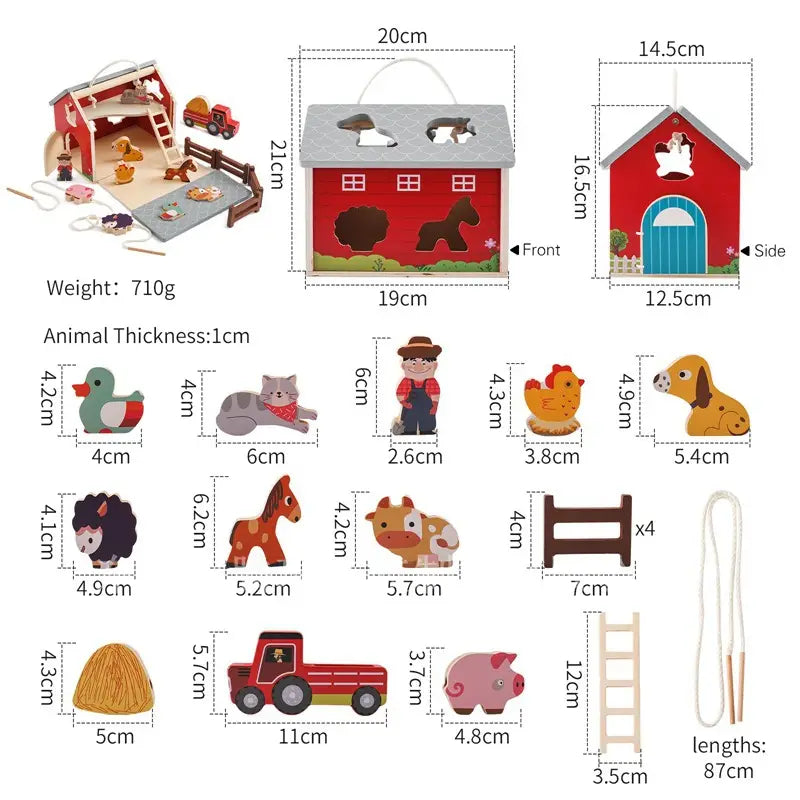 Enchanting wooden barn toy for children’s cognitive development