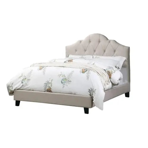 Elevate your bedroom with a luxurious light brown queen size bed