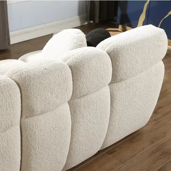 Elevate your space with the elegant beige boucle sofa in luxury fashion