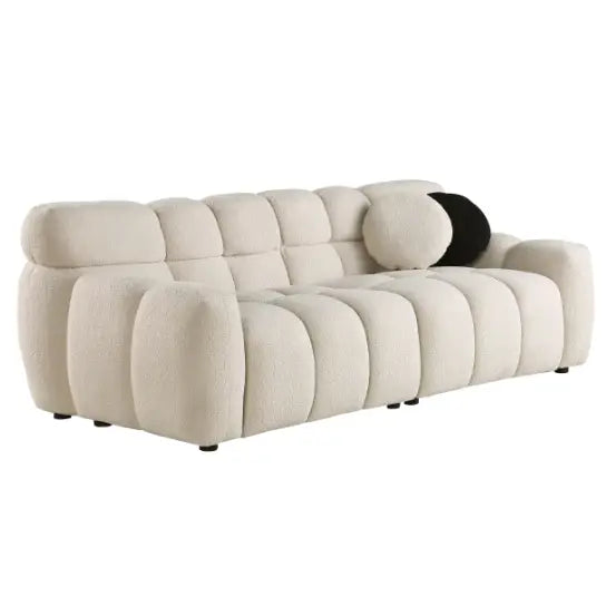 Elevate your space with the elegant beige boucle sofa in luxury fashion